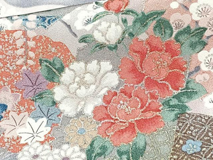 平和屋着物■上質な小紋 色紙重ね花文 金銀彩 正絹 逸品 CABF8256xi