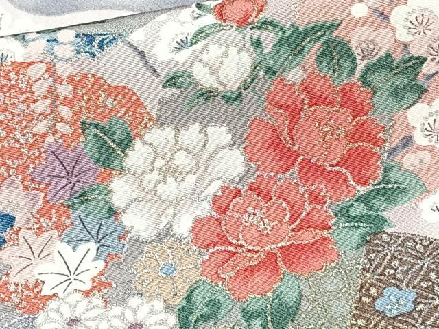 平和屋着物■上質な小紋 色紙重ね花文 金銀彩 正絹 逸品 CABF8256xi