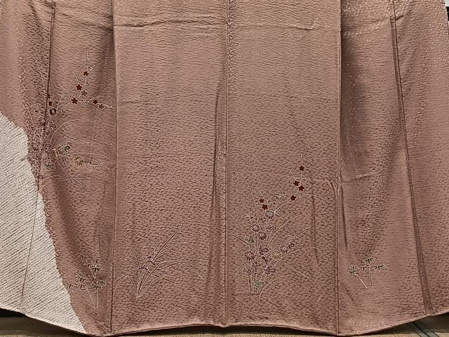 平和屋着物■訪問着　絞り　刺繍　草花文　銀糸　正絹　逸品　CABF8258xi