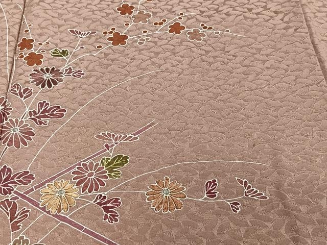 平和屋着物■訪問着　絞り　刺繍　草花文　銀糸　正絹　逸品　CABF8258xi