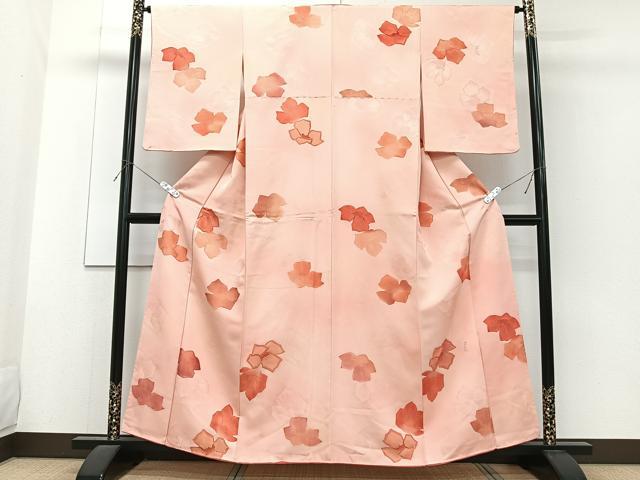 平和屋着物■上質な小紋 花文 地紋お越し 暈し染め 正絹 逸品 未使用 CABF8262xi