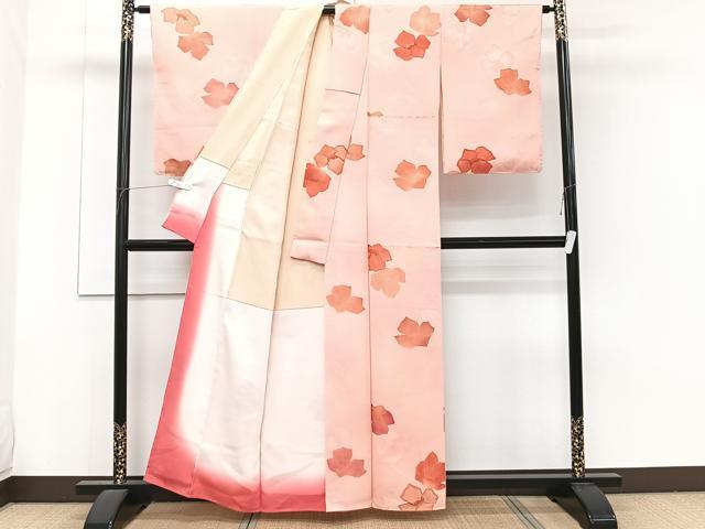 平和屋着物■上質な小紋 花文 地紋お越し 暈し染め 正絹 逸品 未使用 CABF8262xi