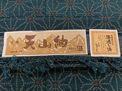 平和屋着物■天山紬 麻の葉文 反端付き 正絹 逸品 CABF8270xi