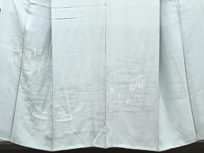 平和屋着物■訪問着 渡橋人物風景地紋 寿光織 正絹 逸品 CABF8274xi