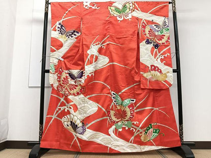 平和屋着物■振袖 駒刺繍 舞蝶文 金彩 洗える着物 CABF8283xi