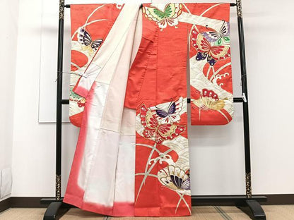 平和屋着物■振袖 駒刺繍 舞蝶文 金彩 洗える着物 CABF8283xi