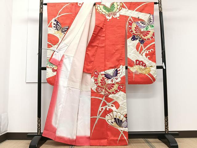 平和屋着物■振袖 駒刺繍 舞蝶文 金彩 洗える着物 CABF8283xi