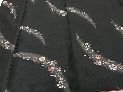 平和屋着物■小紋 芝花文 暈し染め 黒地 洗える着物 CABF8295xi