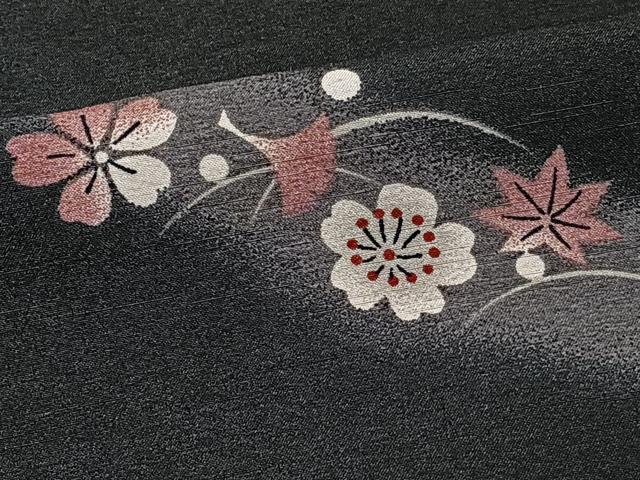 平和屋着物■小紋 芝花文 暈し染め 黒地 洗える着物 CABF8295xi