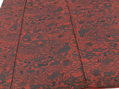 平和屋着物■上質な小紋 型染め 風景文 正絹 逸品 CABF8305xi