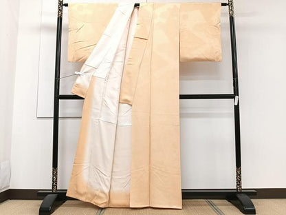平和屋着物■上質な色無地 切嵌七宝花地紋 雄黄色 正絹 逸品 CABF8308xi