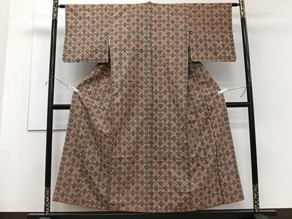 平和屋着物■上質な紬 菱花鳥文 正絹 逸品 CABF8313xi