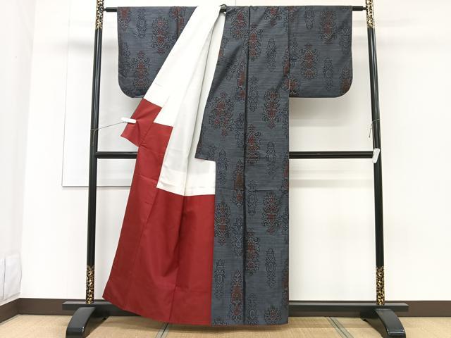 平和屋着物■本場大島紬　草花文　正絹　逸品　CABF8316xi