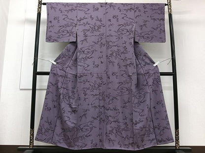 平和屋着物■上質な小紋　型染め　花蝶文　正絹　逸品　未使用　CABF8317xi