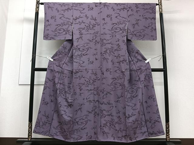 平和屋着物■上質な小紋　型染め　花蝶文　正絹　逸品　未使用　CABF8317xi