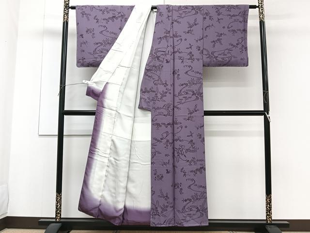 平和屋着物■上質な小紋　型染め　花蝶文　正絹　逸品　未使用　CABF8317xi