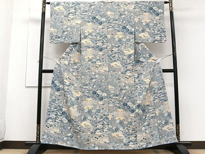 平和屋着物■上質な小紋　飛鳥風景文　松竹梅　正絹　逸品　CABF8319xi