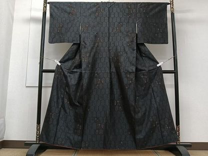 平和屋着物■本場大島紬 横絣 亀甲花文 正絹 逸品 CABF8320xi