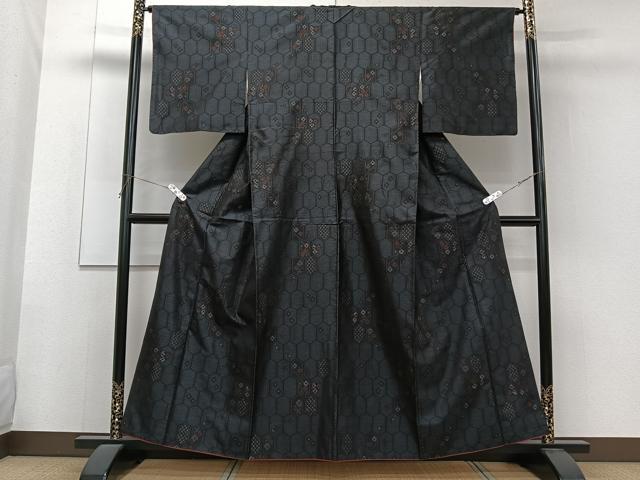 平和屋着物■本場大島紬 横絣 亀甲花文 正絹 逸品 CABF8320xi
