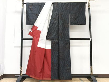 平和屋着物■本場大島紬 横絣 亀甲花文 正絹 逸品 CABF8320xi