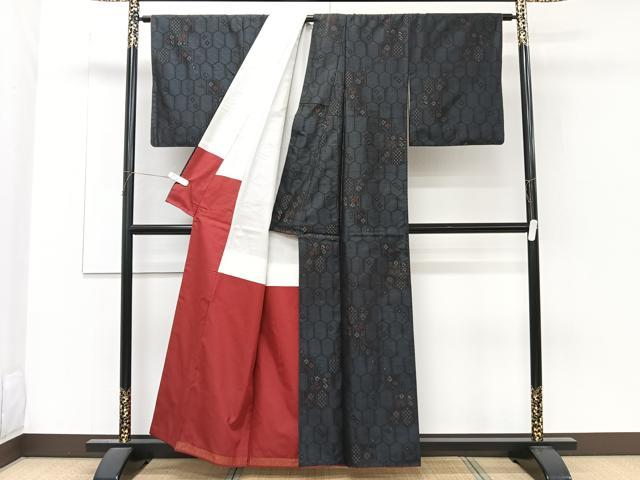 平和屋着物■本場大島紬 横絣 亀甲花文 正絹 逸品 CABF8320xi