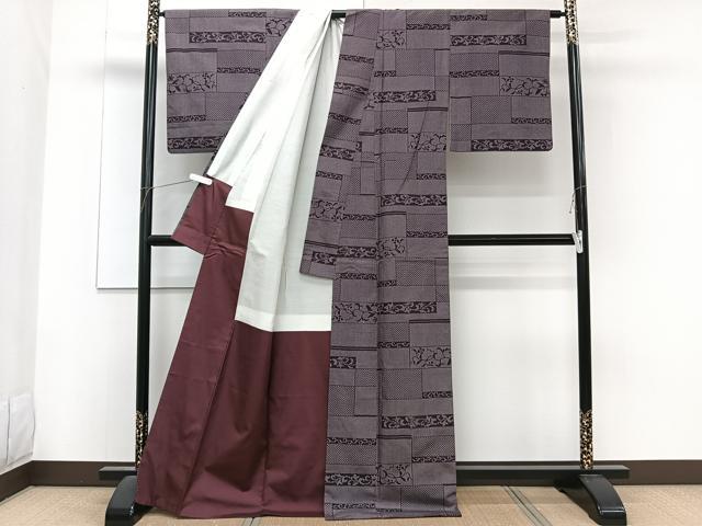 平和屋着物■上質な紬　横段花文　正絹　逸品　CABF8322xi