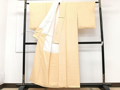 平和屋着物■上質な色無地　枝花文　蜂蜜色　正絹　逸品　CABF8323xi