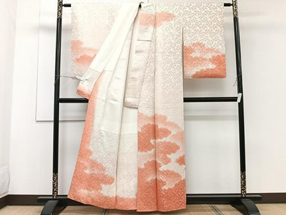 平和屋着物■訪問着 雲取り飛鶴地紋 銀通し地 正絹 逸品 CABF8327xi