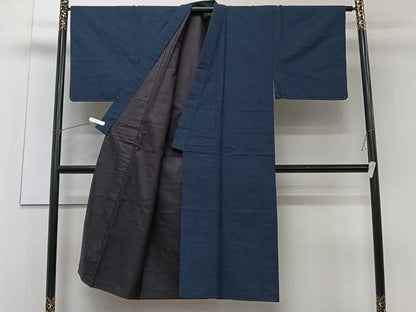 平和屋着物■男性 紬 濃藍色 正絹 逸品 CABF8330xi