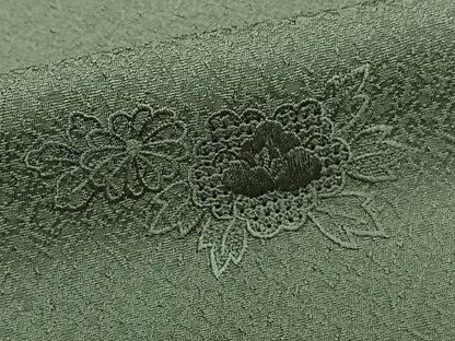 平和屋着物■中国三大刺繍　スワトウ刺繍　総刺繍　無地絵羽訪問着　花車文　老竹色　正絹　逸品　CABF8341xi