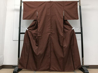 平和屋着物■上質な紬 格子 黒地 正絹 逸品 CABF8344xi