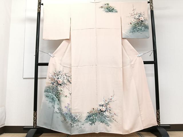 平和屋着物■訪問着 手描き 籬花鳥文 暈し染め 正絹 逸品 CABF8346xi