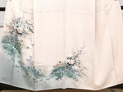 平和屋着物■訪問着 手描き 籬花鳥文 暈し染め 正絹 逸品 CABF8346xi