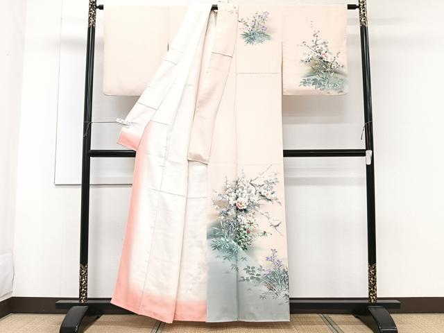 平和屋着物■訪問着 手描き 籬花鳥文 暈し染め 正絹 逸品 CABF8346xi