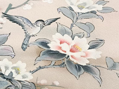 平和屋着物■訪問着 手描き 籬花鳥文 暈し染め 正絹 逸品 CABF8346xi