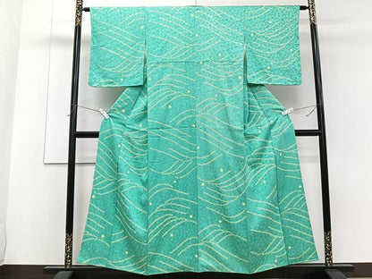 平和屋着物■上質な小紋　絞り　波文　正絹　逸品　CABF8348xi
