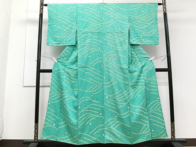 平和屋着物■上質な小紋　絞り　波文　正絹　逸品　CABF8348xi