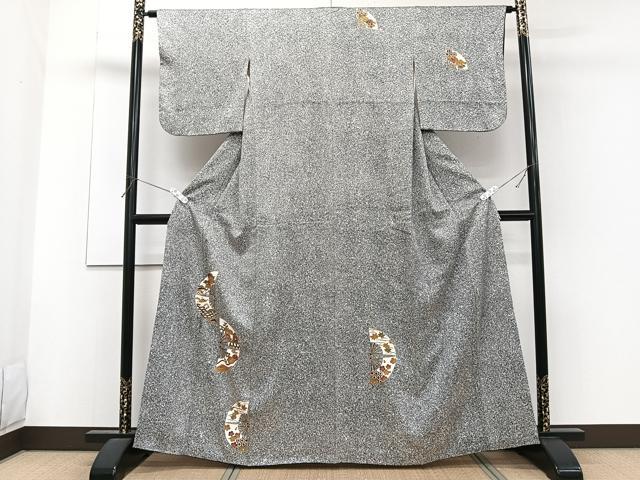 平和屋着物■訪問着　扇花文　たたき染め　金彩　正絹　逸品　CABF8353xi