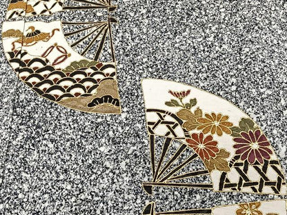 平和屋着物■訪問着　扇花文　たたき染め　金彩　正絹　逸品　CABF8353xi