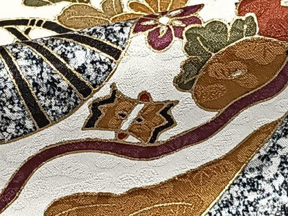 平和屋着物■訪問着　扇花文　たたき染め　金彩　正絹　逸品　CABF8353xi