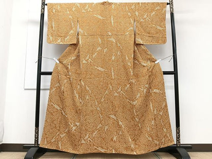 平和屋着物■上質な小紋 総絞り 草花地紋 正絹 逸品 未使用 CABF8359xi