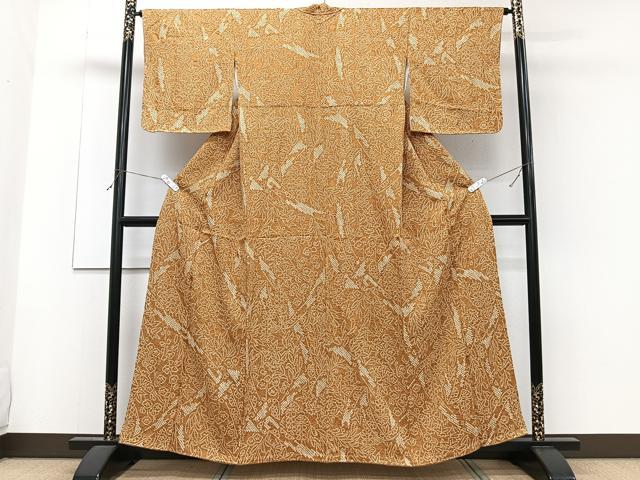 平和屋着物■上質な小紋 総絞り 草花地紋 正絹 逸品 未使用 CABF8359xi