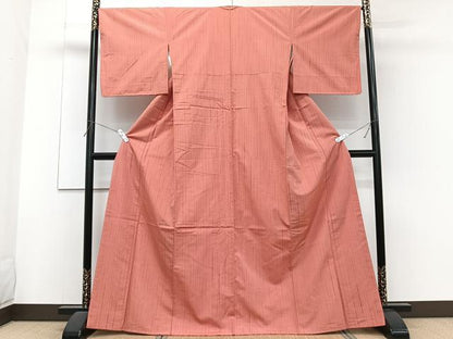 平和屋着物■上質な色無地　花間道　甚三紅色　正絹　逸品　未使用　CABF8361xi