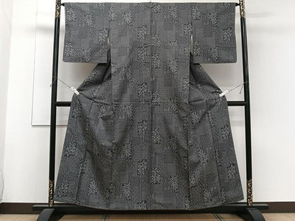 平和屋着物■上質な紬 色紙重ね草花文 正絹 逸品 CABF8362xi