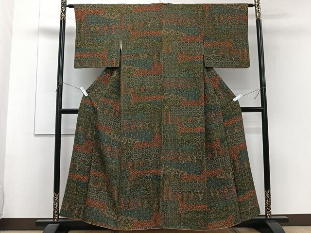 平和屋着物■上質な小紋　更紗切嵌草花文　正絹　逸品　CABF8375xi