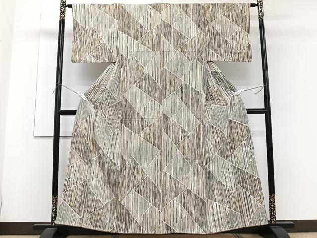 平和屋着物■上質な小紋　切嵌縞文　正絹　逸品　CABF8377xi