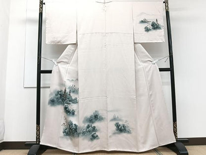 平和屋着物■訪問着　手描き　遠山風景文　暈し染め　正絹　逸品　未使用　CABF8384xi