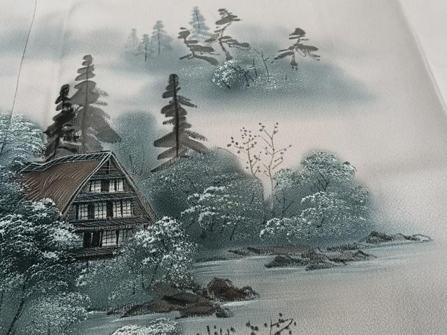 平和屋着物■訪問着　手描き　遠山風景文　暈し染め　正絹　逸品　未使用　CABF8384xi