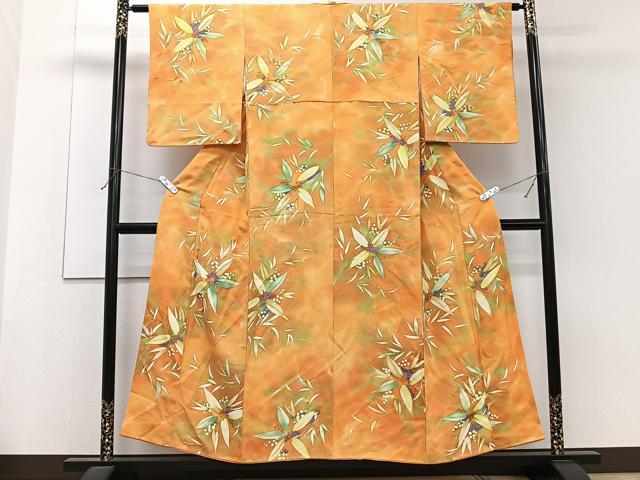 平和屋着物■上質な小紋　手描き　南天文　暈し染め　正絹　逸品　CABF8386xi