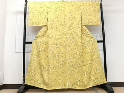 平和屋着物■上質な小紋　手描き　草花文　暈し染め　正絹　逸品　CABF8388xi